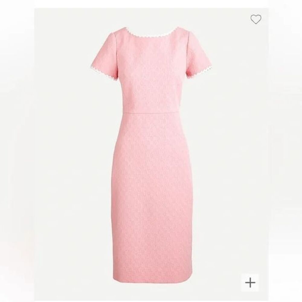 J. Crew Light Pink Daisy Matelasse Sheath Midi Dress Women's Size 4P Petite
